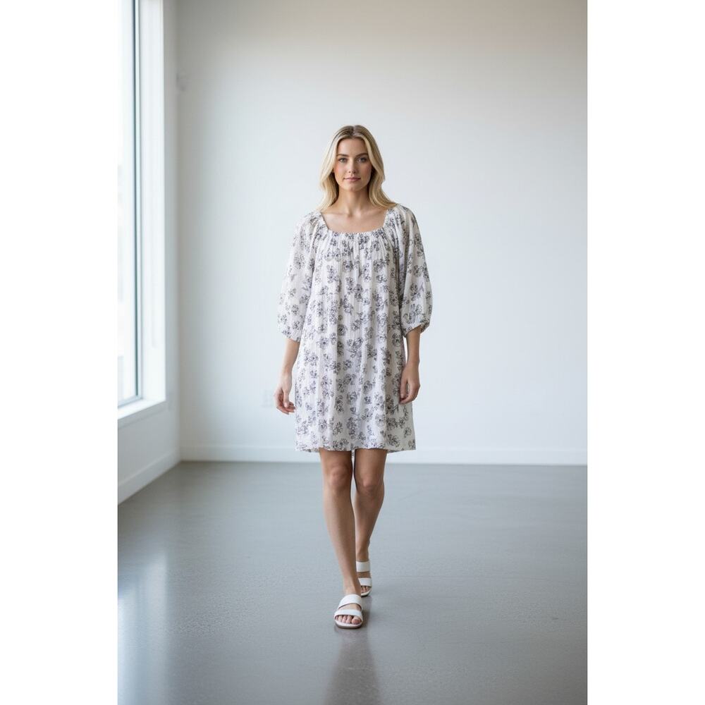 Before You with Love Mille Gauze Floral Dress Size Medium White NEW